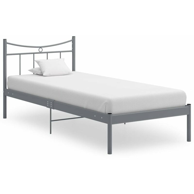 

Estructura de cama metal madera contrachapada gris 90x200 cm