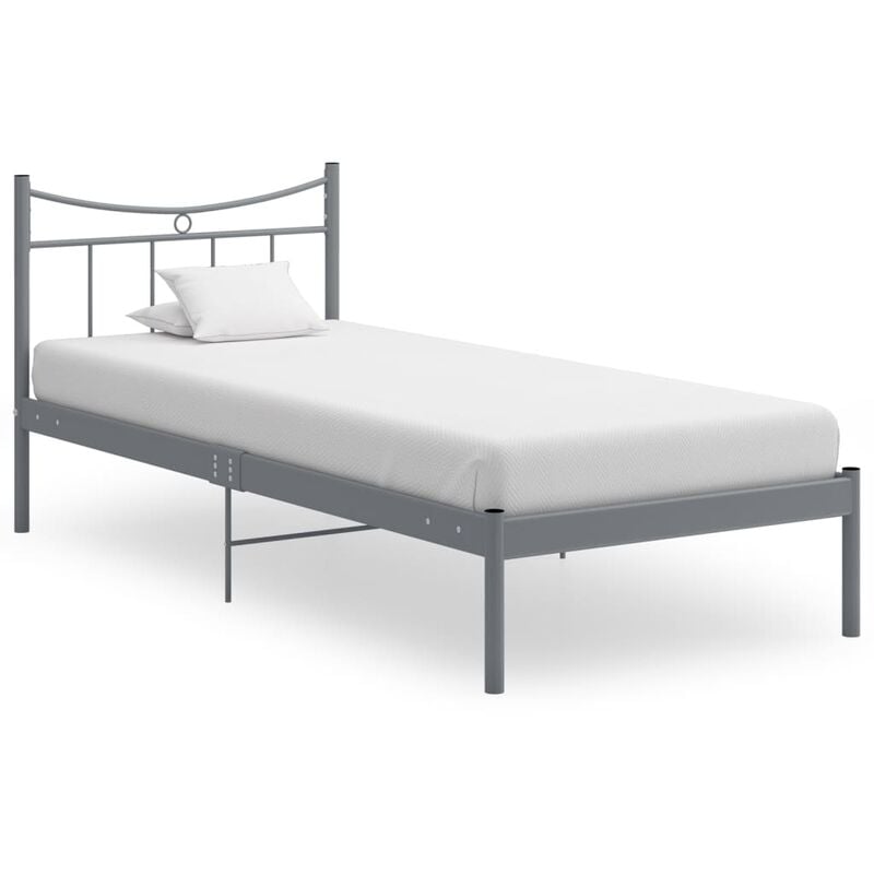 

Estructura de cama metal madera contrachapada gris 90x200 cm