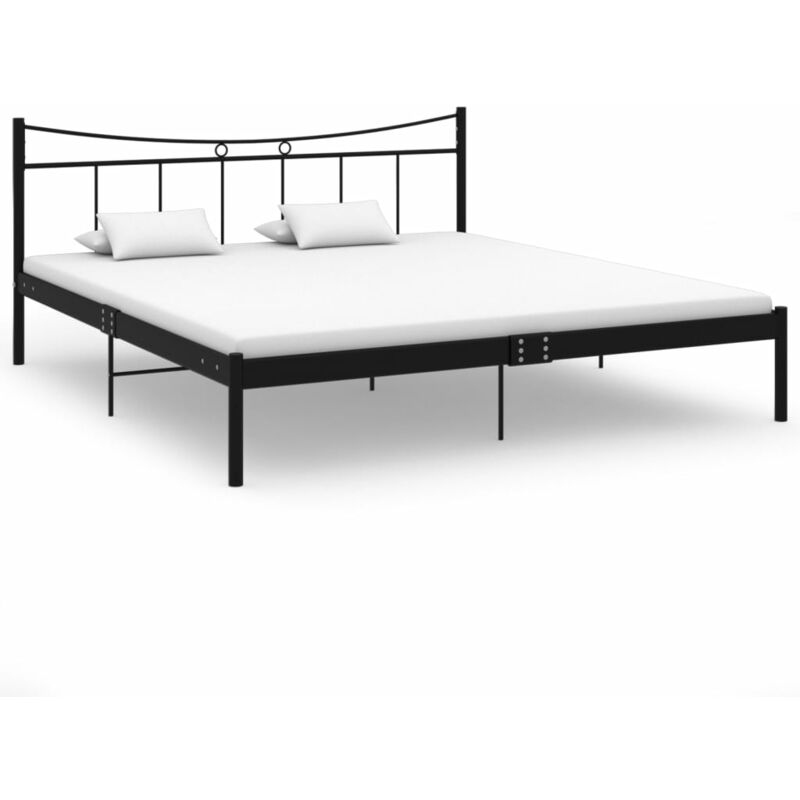

Estructura de cama metal madera contrachapada negro 180x200 cm