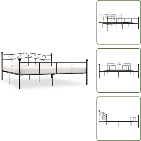 Estructura de cama metalica - vidaXL Estructura de cama sin colchón metal negro 180x200 cm - Cama de metal negro
