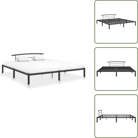 Estructura de cama negra - vidaXL Estructura de cama sin colchón metal negro 180x200 cm - Cama de metal 180x200 cm