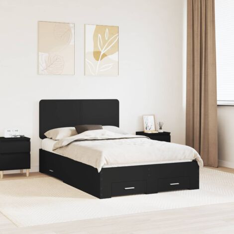 Estructura de cama Negro 135 x 190 cm Madera de ingeniería