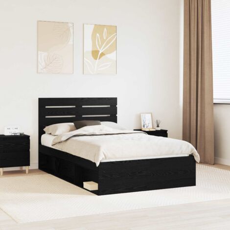 Estructura de cama Negro 135 x 190 cm Madera de pino macizo