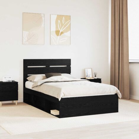 Estructura de cama Negro 135 x 190 cm Madera de pino macizo