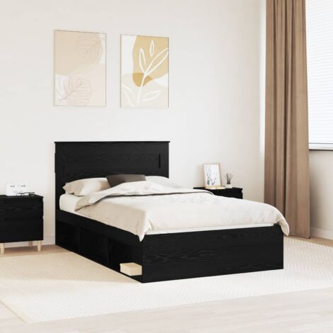 Estructura de cama Negro 135 x 190 cm Madera de pino macizo