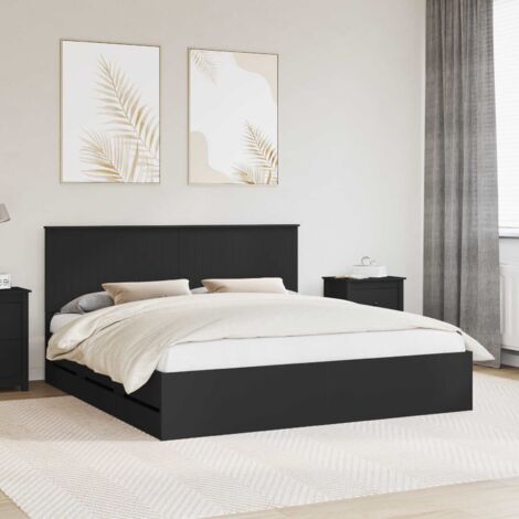 Estructura de cama Negro 180 x 200 cm Madera Ingenieril