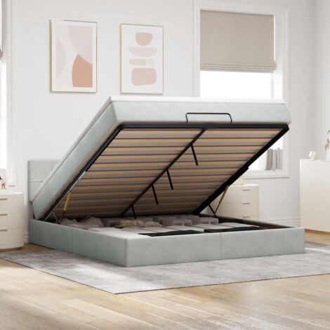 Estructura de cama otomana con colchón gris claro 160x200cm