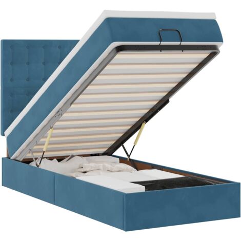 Estructura de cama otomana con colchones terciopelo azul oscuro vidaXL