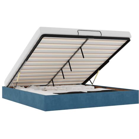 Estructura de cama otomana sin colchón azul oscuro 200x200 cm vidaXL