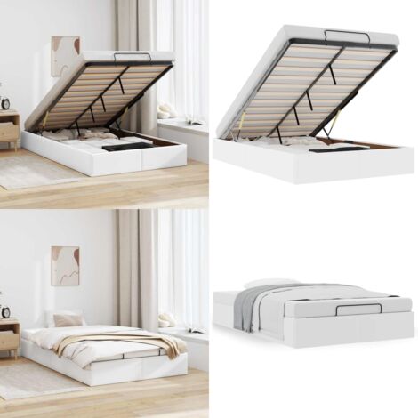 Estructura de cama otomana sin colchón blanco 120x200cm - Estructura de cama - Almacenamiento debajo de la cama