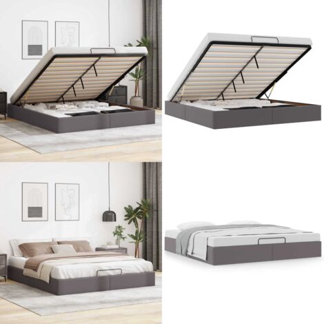 Estructura de cama otomana sin colchón gris 180x200 cm - Estructura de cama - Almacenamiento debajo de la cama