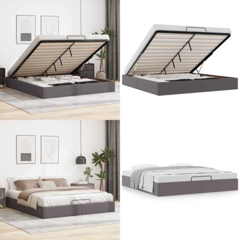 Estructura de cama otomana sin colchón gris 200x200 cm - Estructura de cama - Almacenamiento debajo de la cama