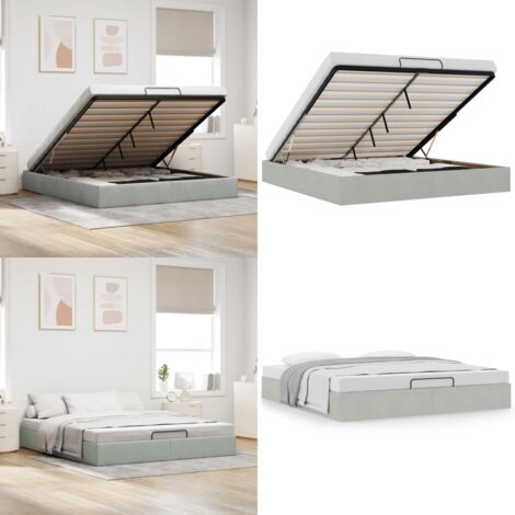 Estructura de cama otomana sin colchón gris claro 160x200cm - Marco de cama - Almacenamiento debajo de la cama