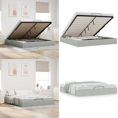 Estructura de cama otomana sin colchón gris claro 180x200cm - Estructura de cama - Almacenamiento debajo de la cama