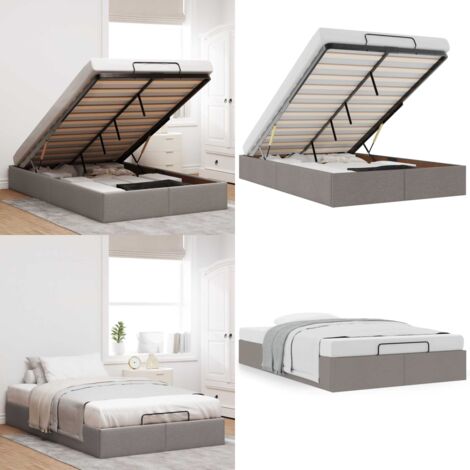 Estructura de cama otomana sin colchón gris pardo 120x200cm - Estructura de cama - Almacenamiento debajo de la cama