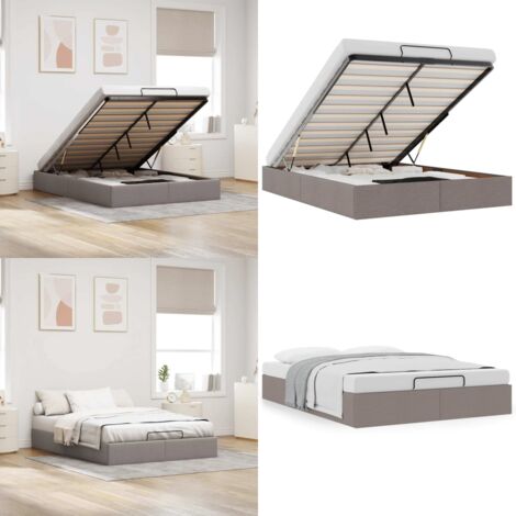 Estructura de cama otomana sin colchón gris pardo 140x190cm - Estructura de cama - Almacenamiento debajo de la cama