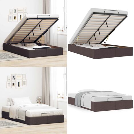 Estructura de cama otomana sin colchón marrón oscuro 120x190cm - Estructura de cama - Almacenamiento debajo de la cama