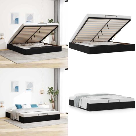 Estructura de cama otomana sin colchón negra 160x200 cm - Estructura de cama - Almacenamiento debajo de la cama