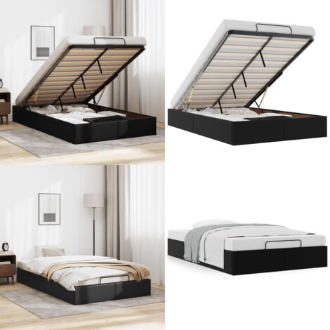 Estructura de cama otomana sin colchón negro 120x200 cm - Estructura de cama - Almacenamiento debajo de la cama