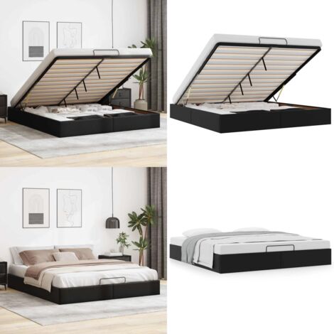 Estructura de cama otomana sin colchón negro 180x200 cm - Estructura de cama - Almacenamiento debajo de la cama