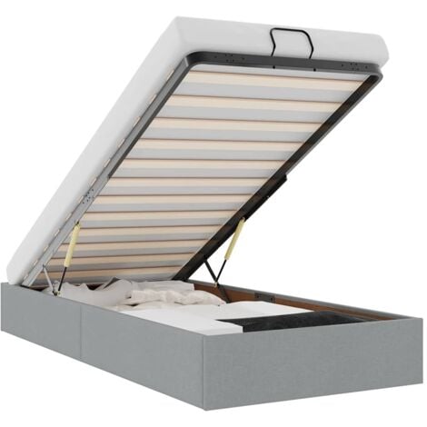 de cama otomana sin colchón tela gris claro 90x200cm vidaXL