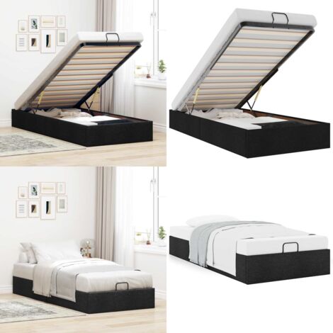 Estructura de cama otomana sin colchón tela negra 80x200cm - Estructura de cama - Almacenamiento debajo de la cama