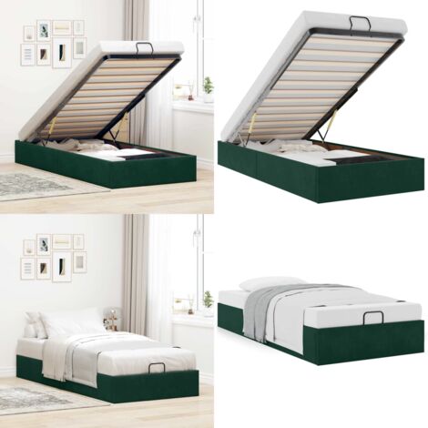 Estructura de cama otomana sin colchón terciopelo azul oscuro - Estructura de cama - Almacenamiento debajo de la cama
