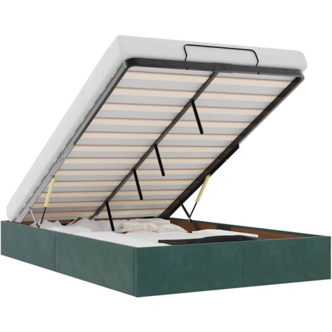 Estructura de cama otomana sin colchón terciopelo verde oscuro vidaXL