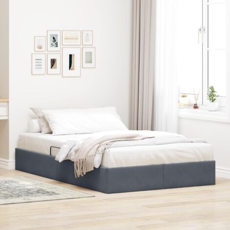 Estructura de Cama Ottoman Gris oscuro 120 x 200 cm Terciopelo