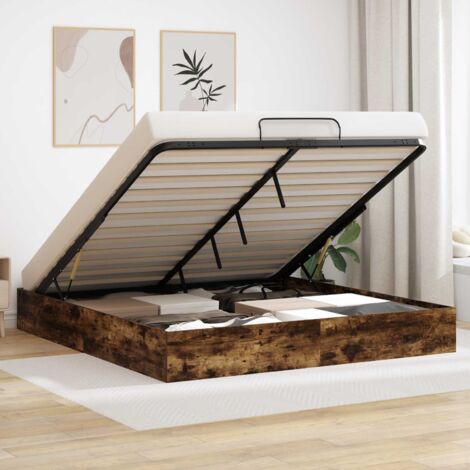 Estructura de Cama Ottoman Roble Ahumado 203 x 160 x 25 cm