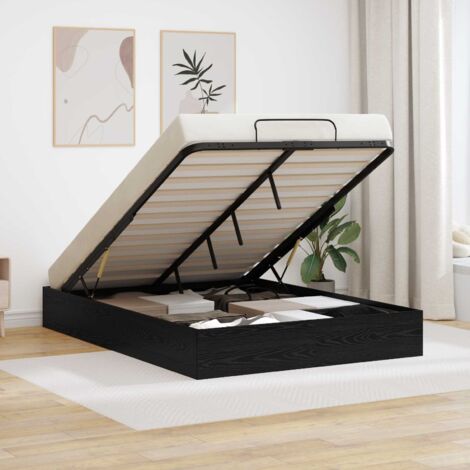 Estructura de Cama Ottoman Roble Negro 203 x 140 x 25 cm