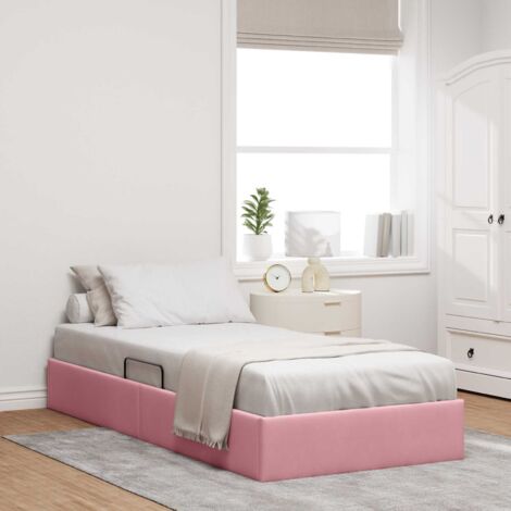 Estructura de Cama Ottoman Rosa 90 x 200 cm Terciopelo