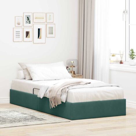 Estructura de Cama Ottoman Verde oscuro 90 x 200 cm Terciopelo