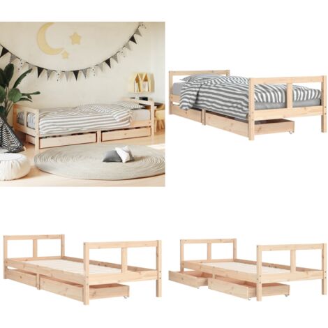 Estructura de cama para niños con cajones madera pino 80x200 cm - Estructura de cama - Cama de madera