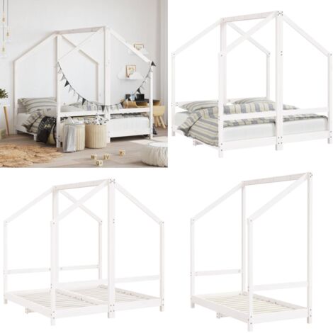 Estructura de cama para niños madera de pino blanco 2x(70x140) - Estructura de cama - Cama de madera