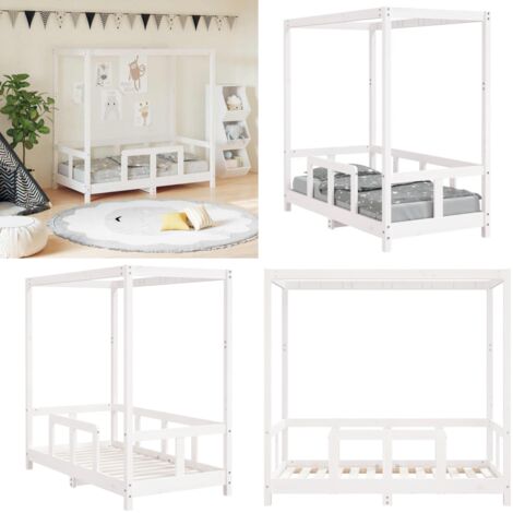 Estructura de cama para niños madera de pino blanco 70x140 cm - Cama de madera - Cama infantil
