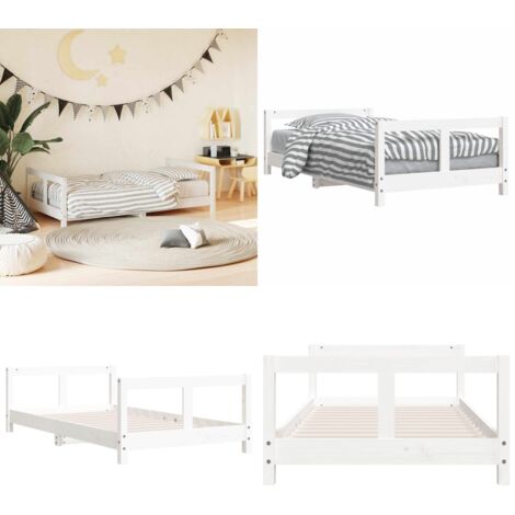 Estructura de cama para niños madera de pino blanco 80x160 cm - Estructura de cama - Cama de madera
