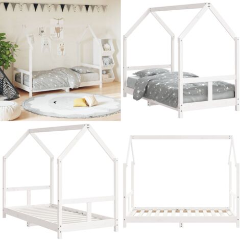 Estructura de cama para niños madera de pino blanco 80x160 cm - Estructura de cama - Cama de madera