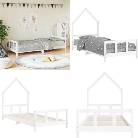Estructura de cama para niños madera de pino blanco 90x200 cm - Cama de madera - Cama infantil