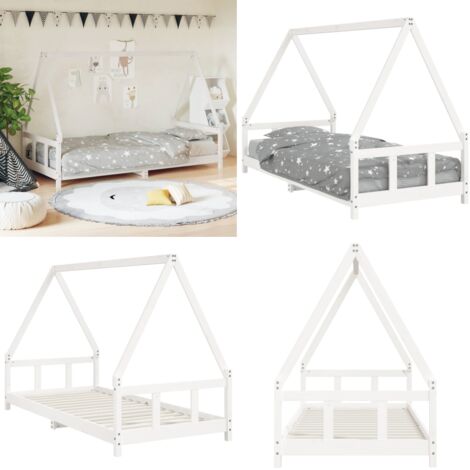 Estructura de cama para niños madera de pino blanco 90x200 cm - Cama de pino - Cama de niños