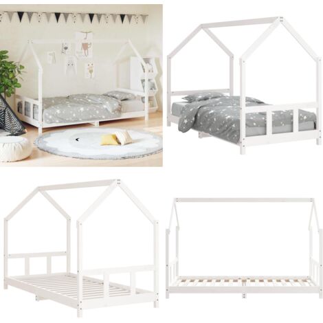 Estructura de cama para niños madera de pino blanco 90x200 cm - Estructura de cama - Cama de madera