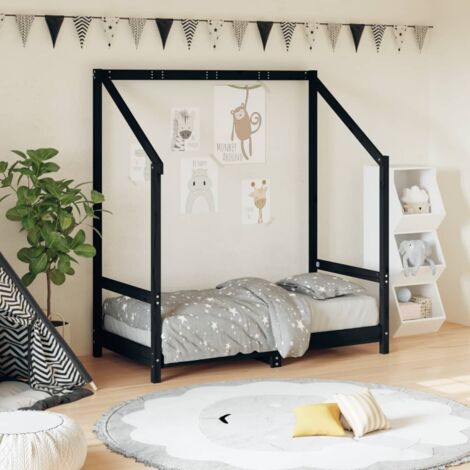Estructura de cama para niños madera de pino negro 70x140 cm vidaXL