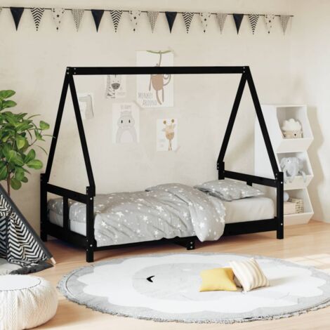 Estructura de cama para niños madera de pino negro 80x160 cm vidaXL