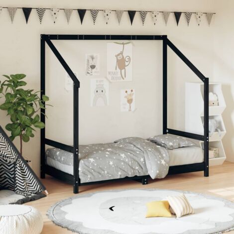 Estructura de cama para niños madera de pino negro 80x160 cm vidaXL