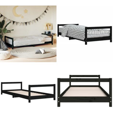 Estructura de cama para niños madera de pino negro 90x190 cm - Estructura de cama - Cama de madera