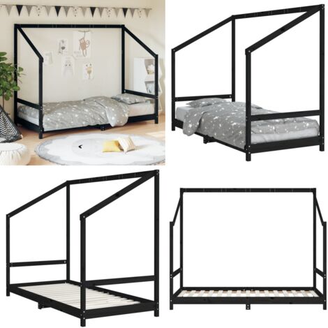 Estructura de cama para niños madera de pino negro 90x190 cm - Estructura de cama - Cama de madera
