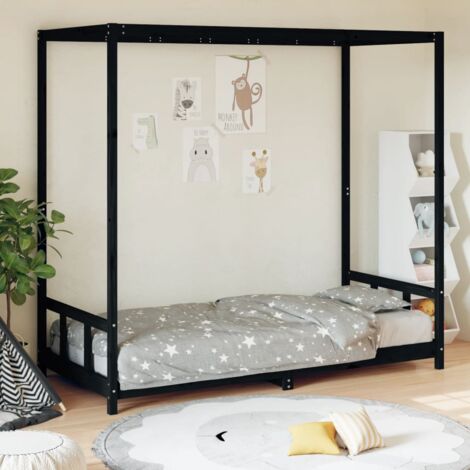 Estructura de cama para niños madera de pino negro 90x200 cm