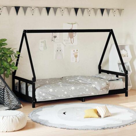 Estructura de cama para niños madera de pino negro 90x200 cm