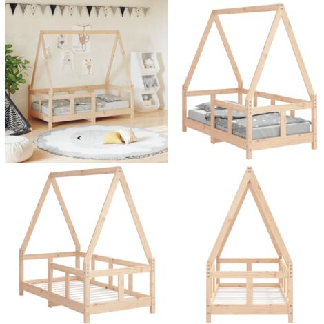Estructura de cama para niños madera maciza de pino 70x140 cm - Cama de madera - Cama de pino