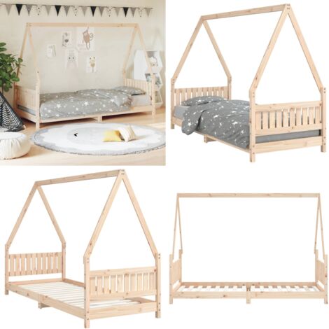 Estructura de cama para niños madera maciza de pino 80x200 cm - Cama de madera - Cama de pino